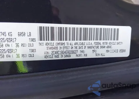 2014 Chrysler Town & Country Touring z USA, uszkodzony, nr VIN 2C4RC1BG4ER228627